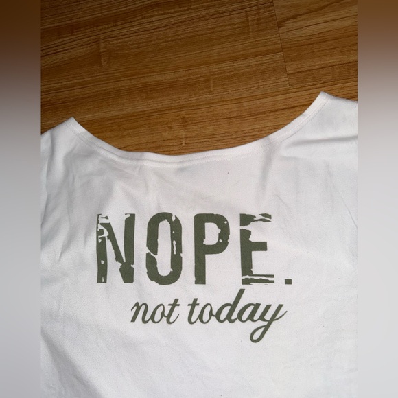 ChicMe "NOPE. Not Today" Off-the-Shoulder White/Olive Green Sweatshirt - XL - Picture 11 of 15